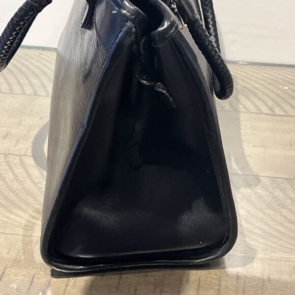 Brighton Black Purse Leather Flap Satchel Bag wallet set vtg Y2K Striped heart - Picture 6 of 9